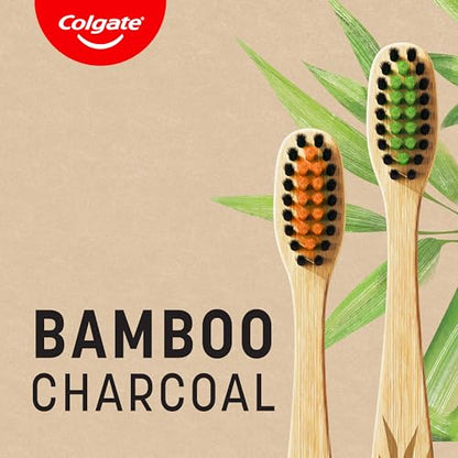 Colgate Bamboo Charcoal Manual Toothbrush, Value 2 Pack, Soft Bristles, 100 Percentage Biodegradable Bamboo Handle, Bpa Free image 3
