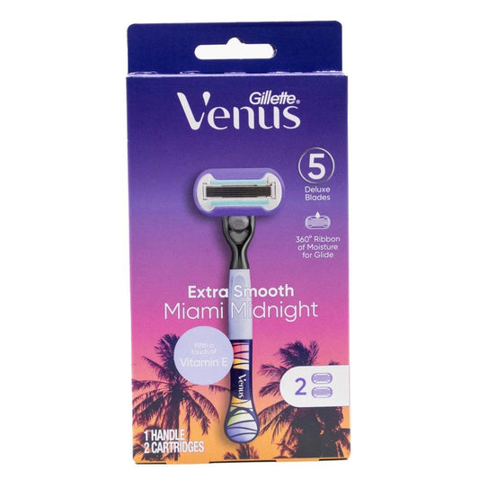 Gillette 3 Pack Extra Smooth Miami Midnight Venus 1 Handle 2, 5 Deluxe Blades image 2