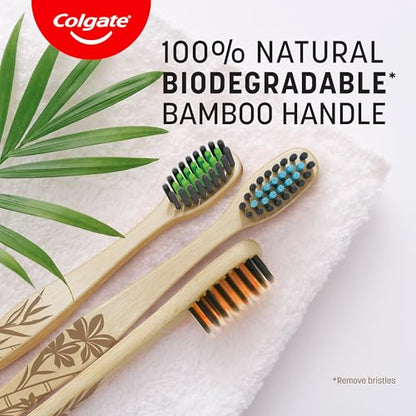 Colgate Bamboo Charcoal Manual Toothbrush, Value 2 Pack, Soft Bristles, 100 Percentage Biodegradable Bamboo Handle, Bpa Free image 7