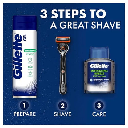 Gillette Men's Shaving Gel For Sensitive Skin With Soothing Aloe Vera, 195g image 3