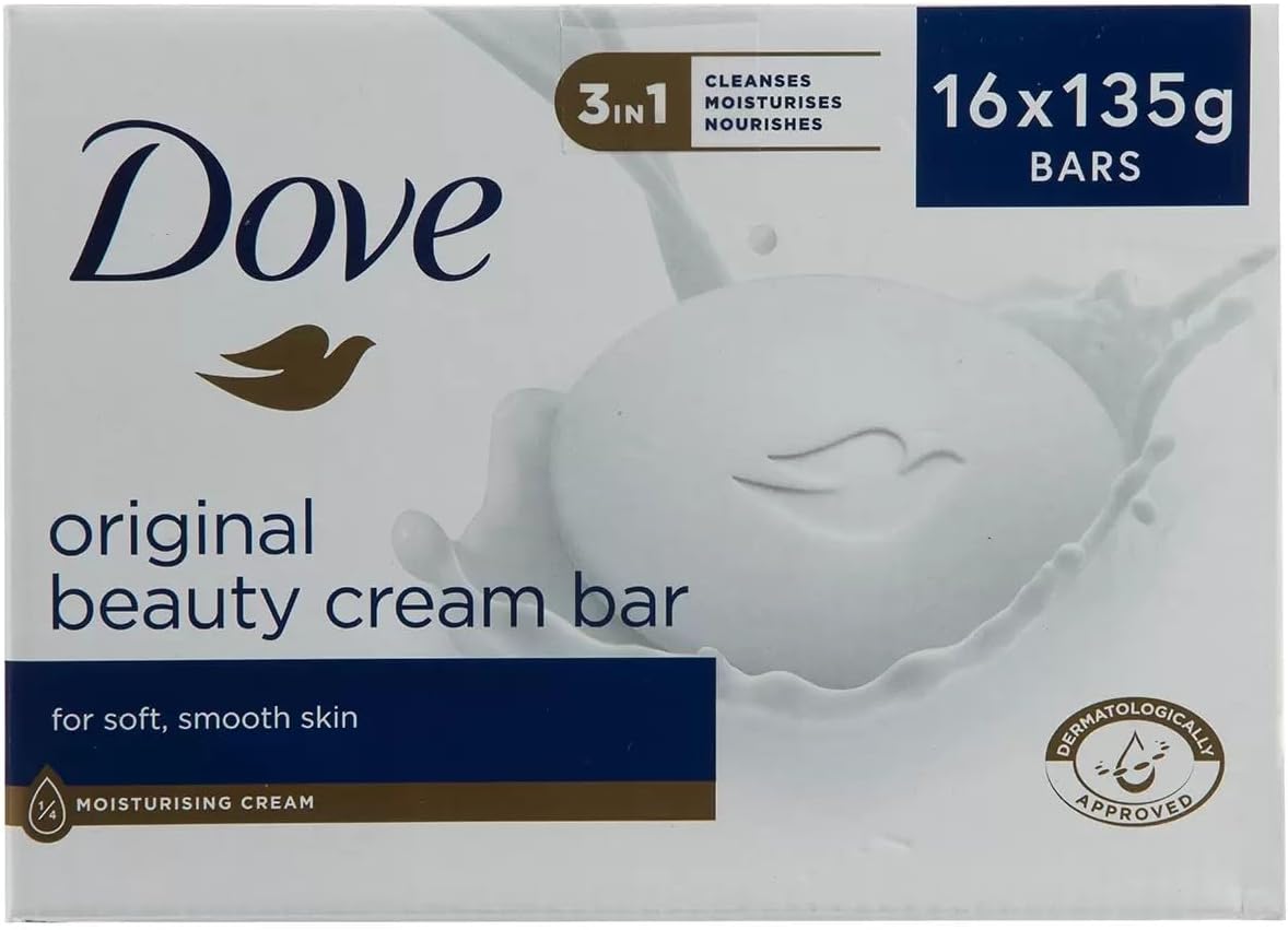 Dove Original Beauty Cream Bar, 16 x 135g, 3-in-1 Moisturising Soap image 3