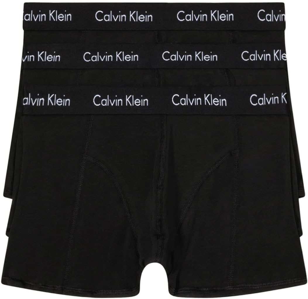 CALVIN KLEIN 3X Genuine CK Men's Cotton Stretch Trunk Underwear (L, Black/Black/Black)