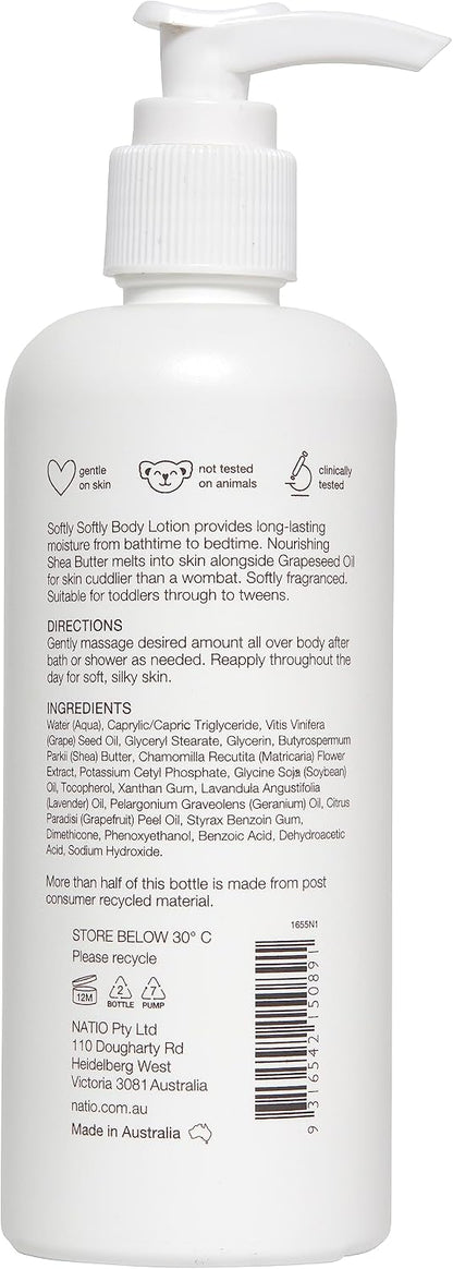 Natio Kids Softly Softly Body Lotion 250ml – Hydrating Moisturiser with Grape Seed, Shea Butter, Chamomile, Lavender, Geranium & Grapefruit – Dermatologically Tested – Made in Aust image 8