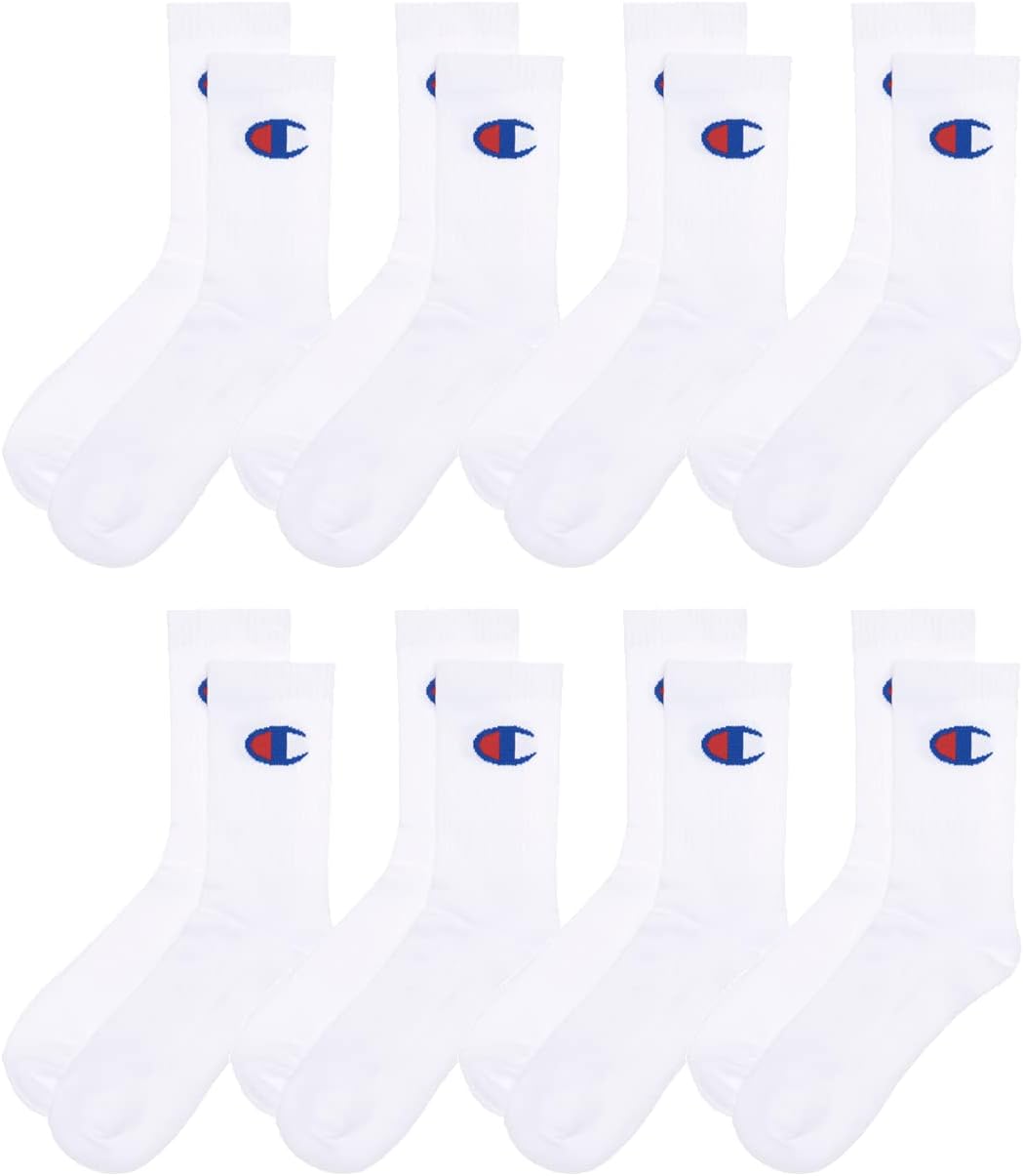 Champion Men's Cushioned Arch Support Crew Socks 8 Pairs