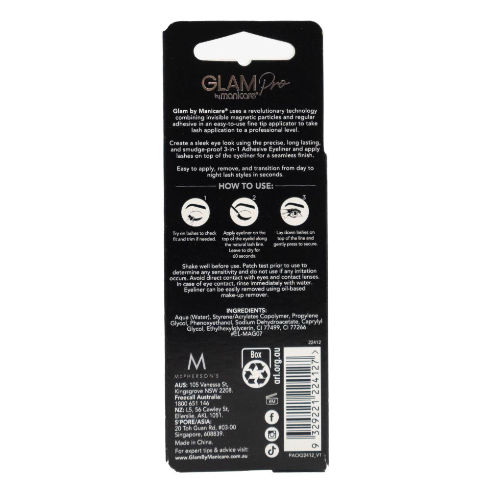 Manicare Glam Pro 3-in-1 Adhesive Eyeliner Black 3.5mL image 3
