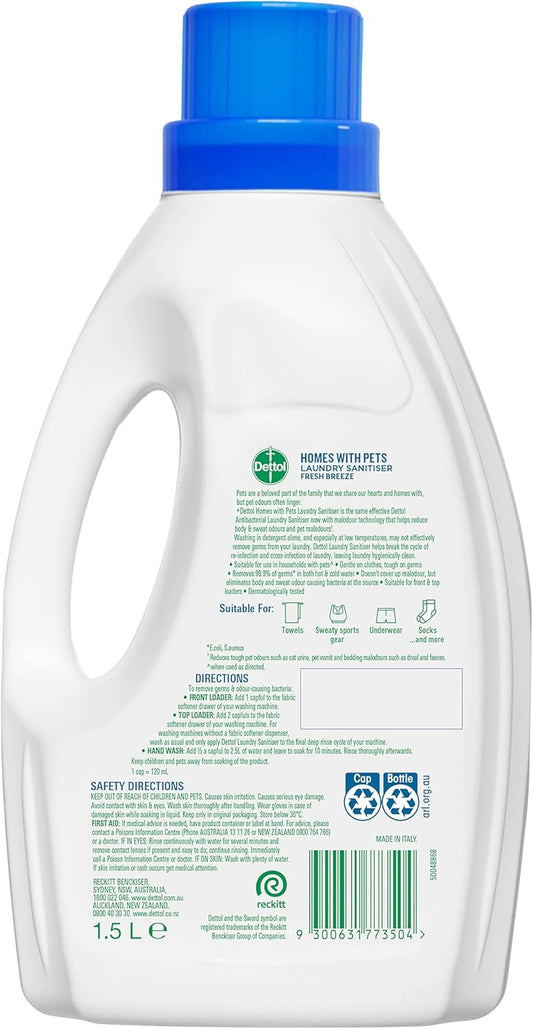 Dettol Homes with Pets Laundry Sanitiser Fresh Breeze 1.5L image 2