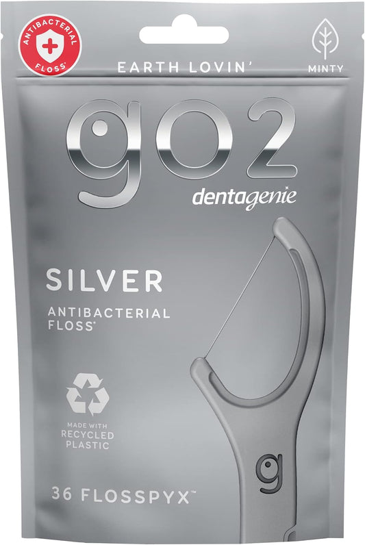 GO2 Dentagenie Silver Antibacterial Flosspyx Minty 36 pk