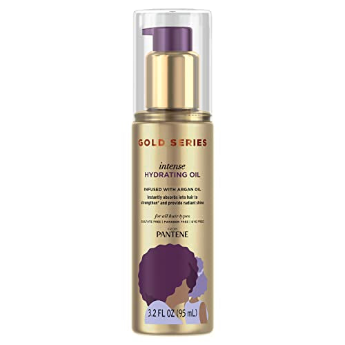 Pantene, Hair Oil Treatment, Sulfate Free, Intense Hydrating, Pro-V Gold Series, For Natural And Curly Textured Hair, 3.2 Fl Oz