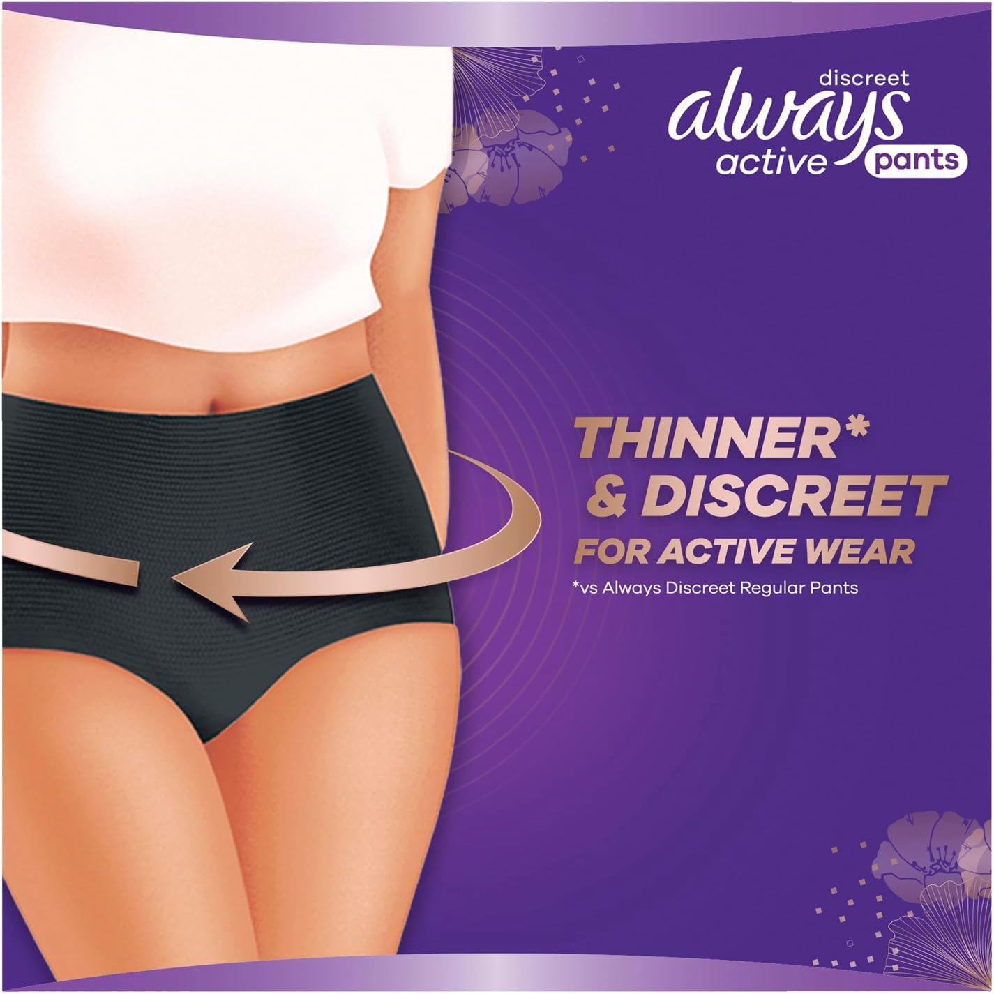 Always Discreet Active Wear Pants For Bladder Leaks and Adult Incontinence, Large 8 Pants image 6