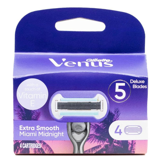 Gillette 4 Pack Cartridges Venus 5 Blades Extra Smooth Miami Midnight image 2
