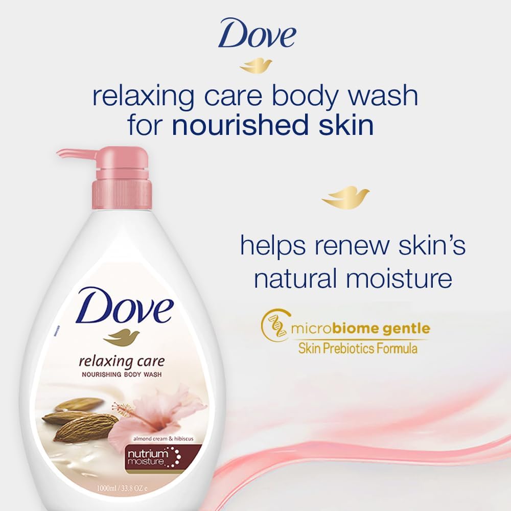 Dove Relaxing Care Nourishing Body Wash 1L - Almond Cream & Hibiscus image 4