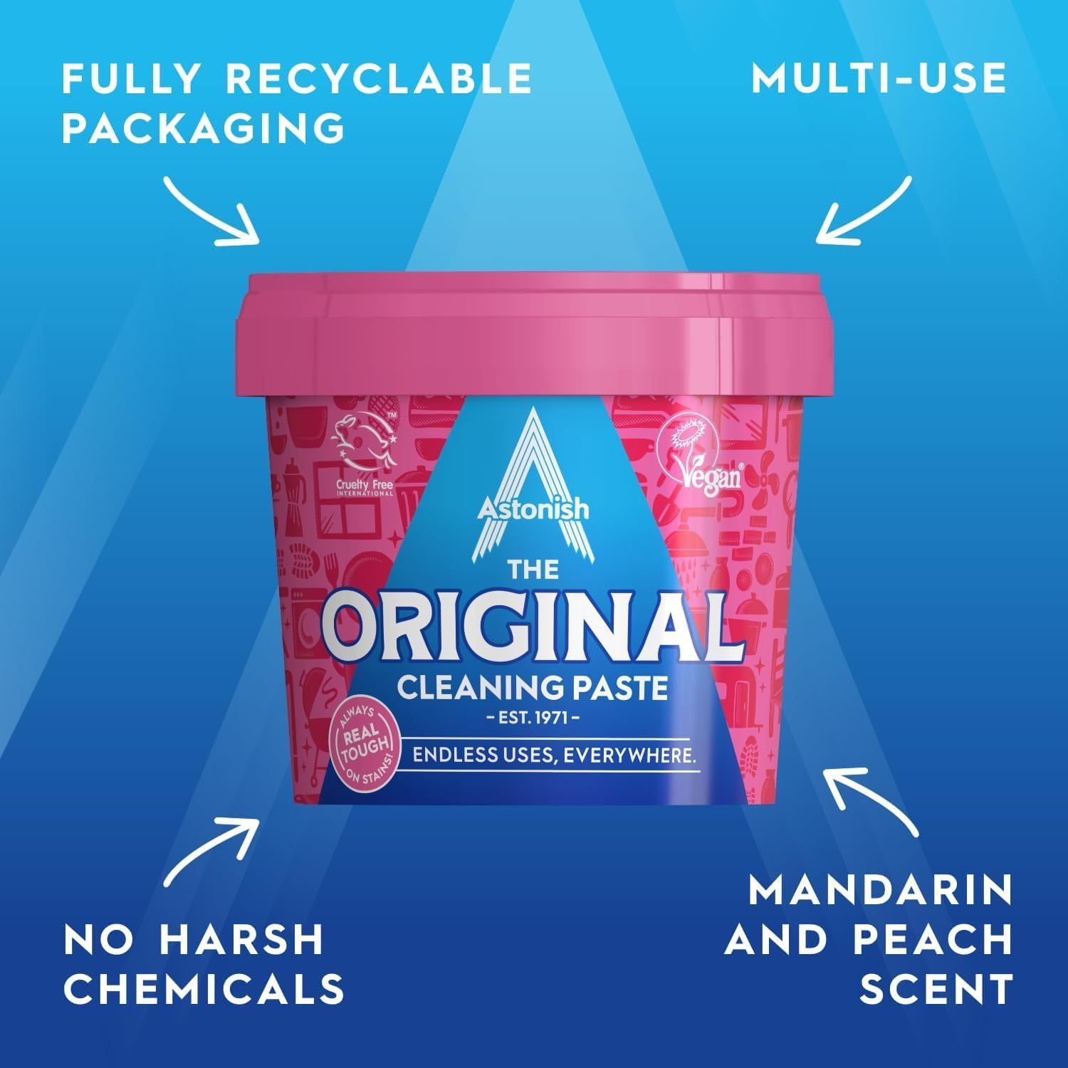 Astonish The Original Cleaning Paste 500g – Multi-Purpose, Chemical-Free, Mandarin & Peaches Scent image 3