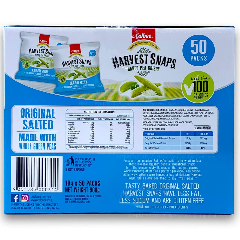 Calbee Harvest Snaps Original Salted Baked Pea Crisps 18g x 50 Packs image 2