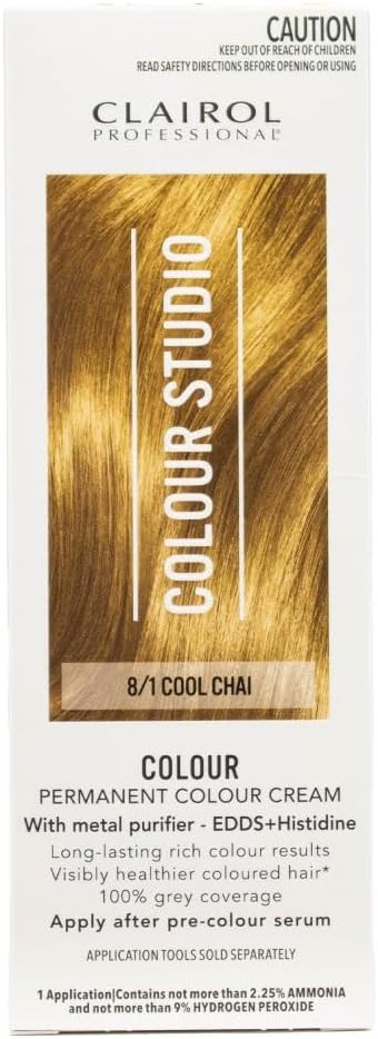 CLAIROL PROFESSIONAL PERMANENT COLOUR CREAM COLOUR STUDIO 8/1 COOL CHAI