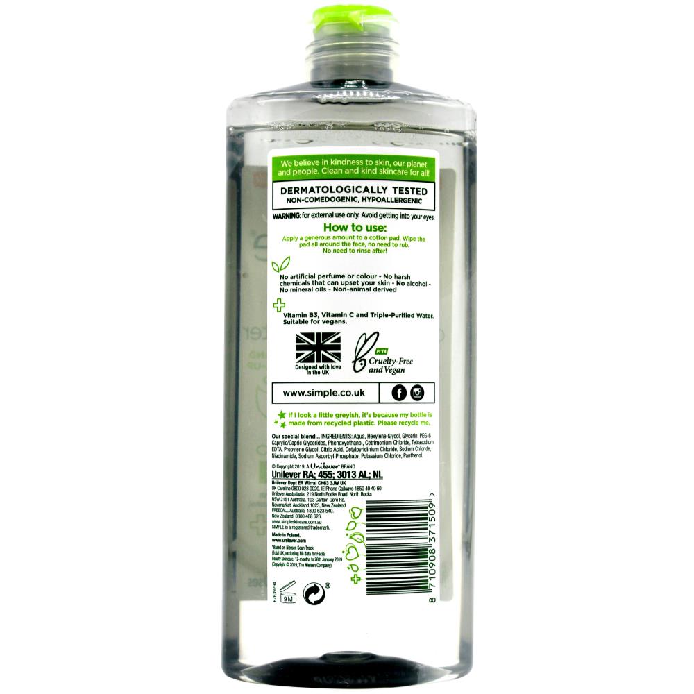 Simple Kind To Skin Micellar Cleansing Water 400ml image 8