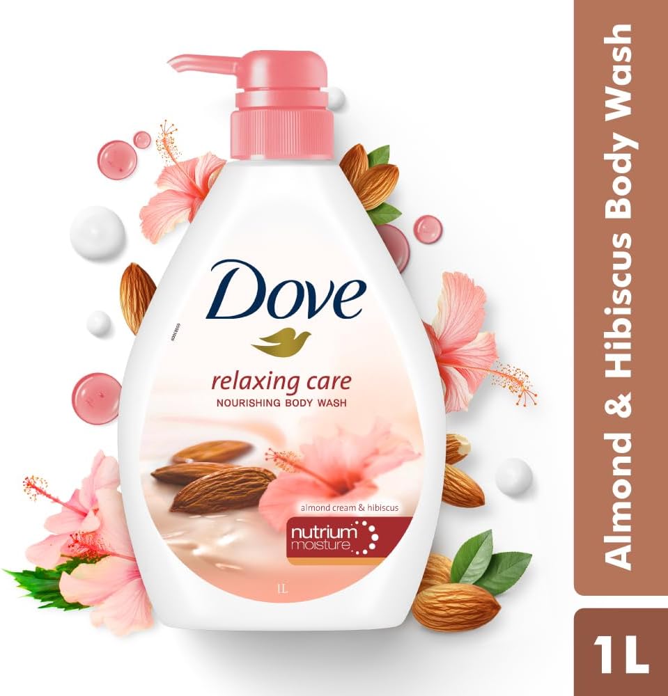 Dove Relaxing Care Nourishing Body Wash 1L - Almond Cream & Hibiscus image 2