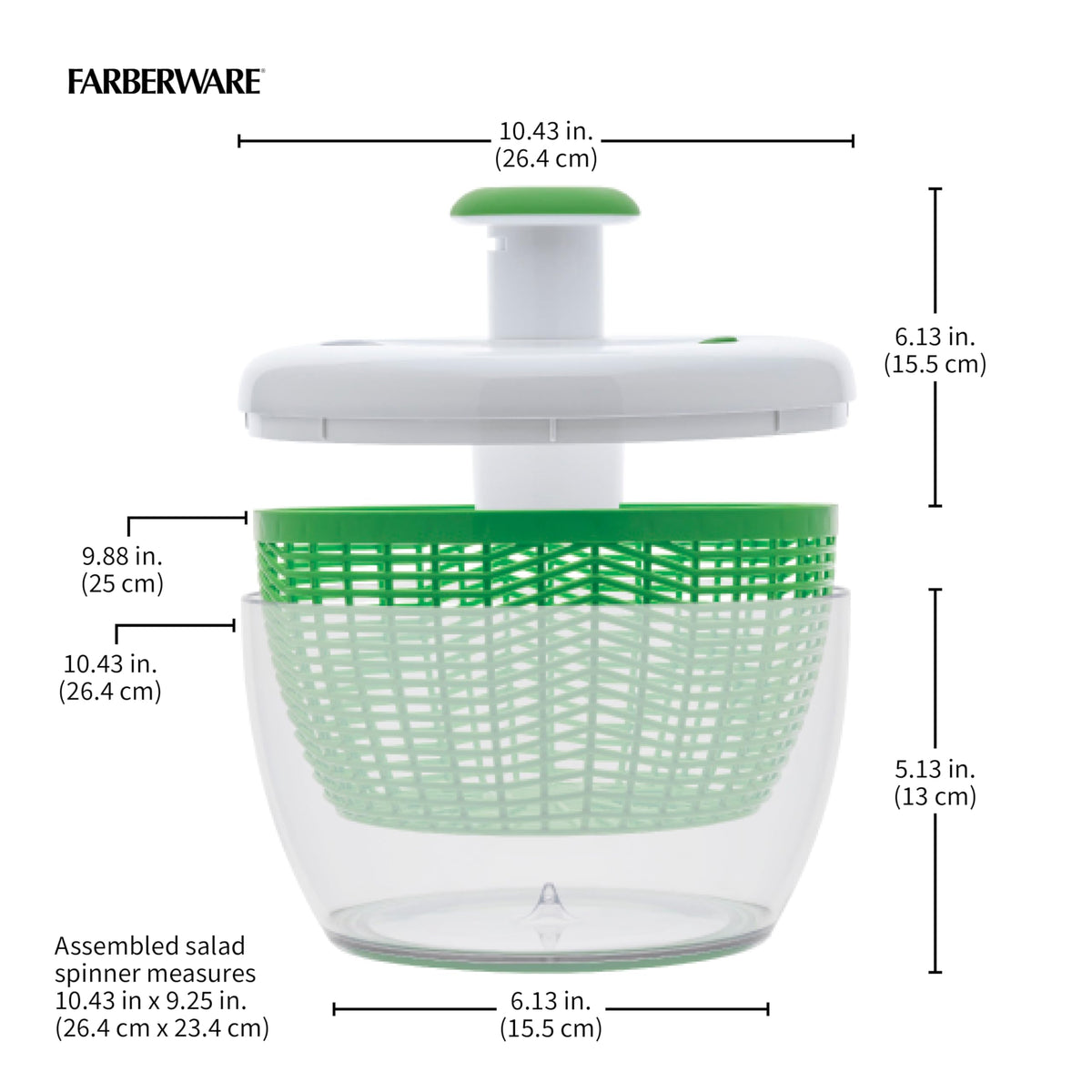 Farberware Pro Pump Salad Spinner with Bowl and Colander, 6.6 Quart, Green image 8