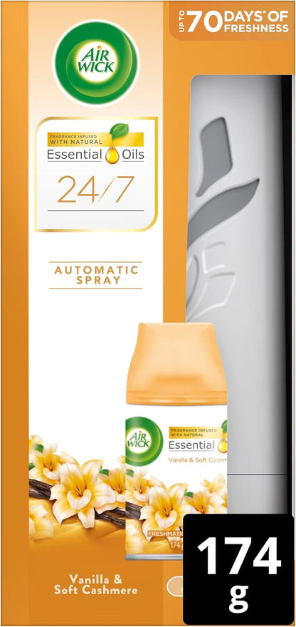 Air Wick Essential Oil Vanilla & Soft Cashmere Automatic Spray Starter Kit, 174g image 2