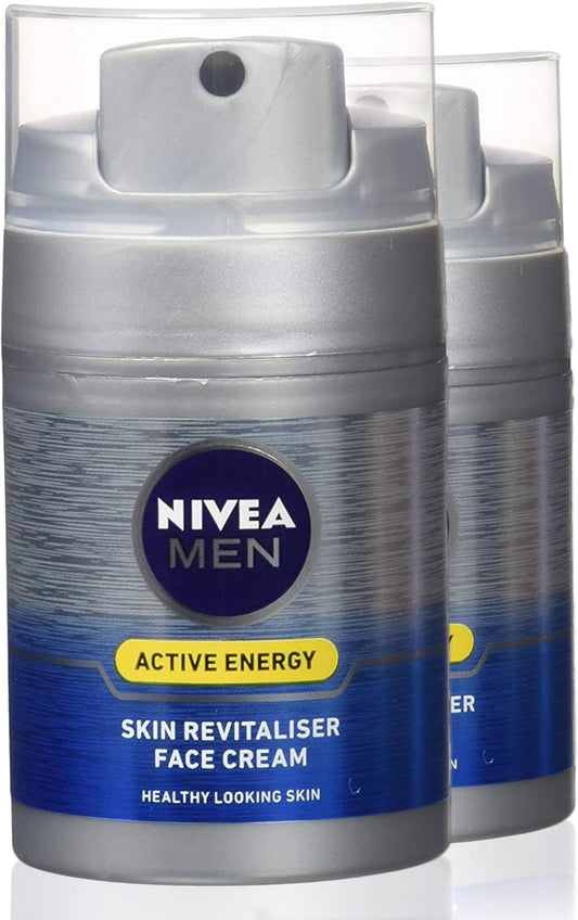 NIVEA MEN Active Energy Skin Revitaliser Face Cream 50ml x2