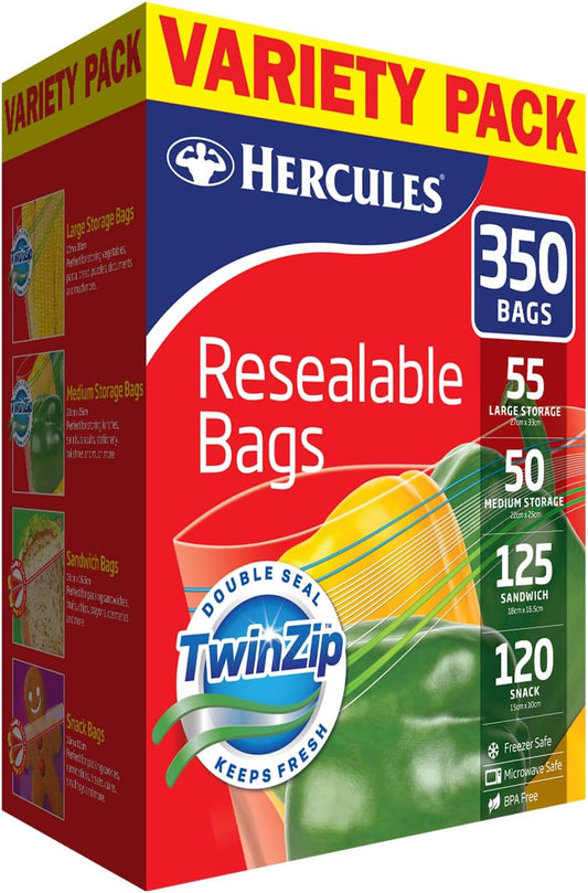 Hercules Resealable Bags Variety Pack (Pack of 350)
