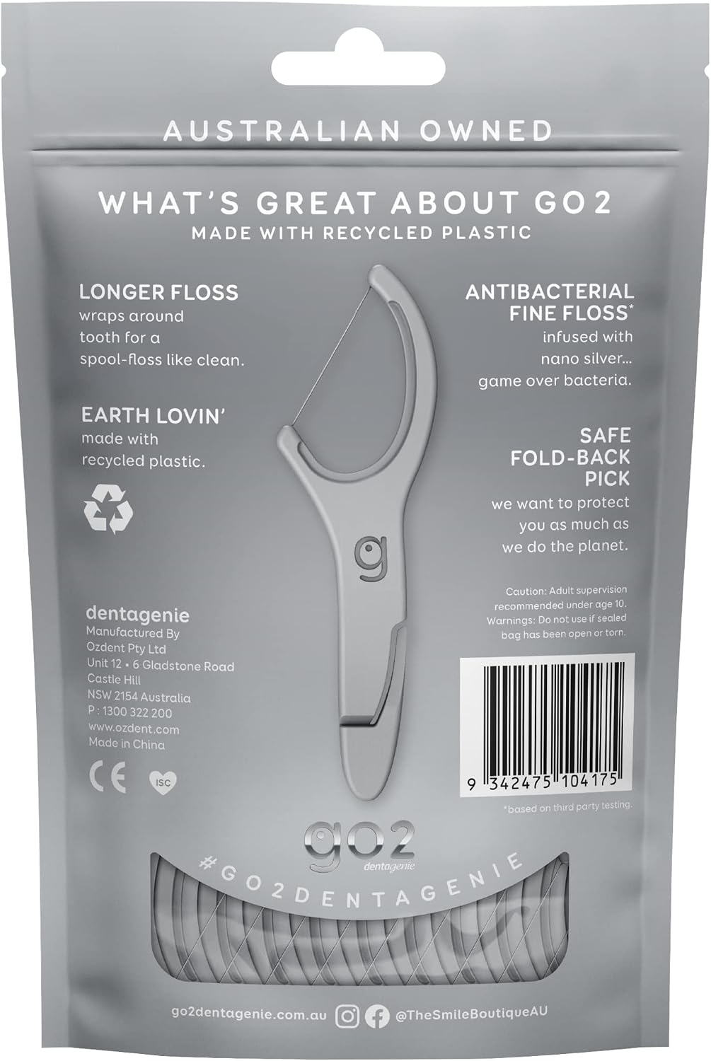GO2 Dentagenie Silver Antibacterial Flosspyx Minty 36 pk image 2