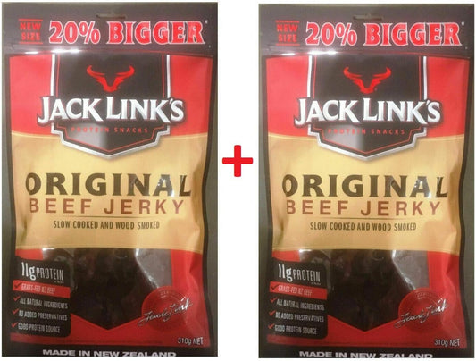 2x 310g Jack Link's Original Beef Jerky 620g Made in New Zealand -The Jumbo Pack