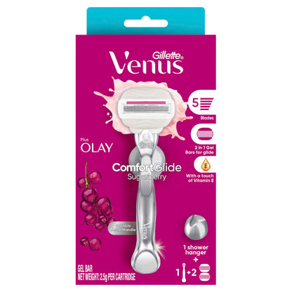 Gillette Venus 5 Blade Razor Comfort Glide Sugarberry Scent Includes Handle + 2 Cartridge image 2