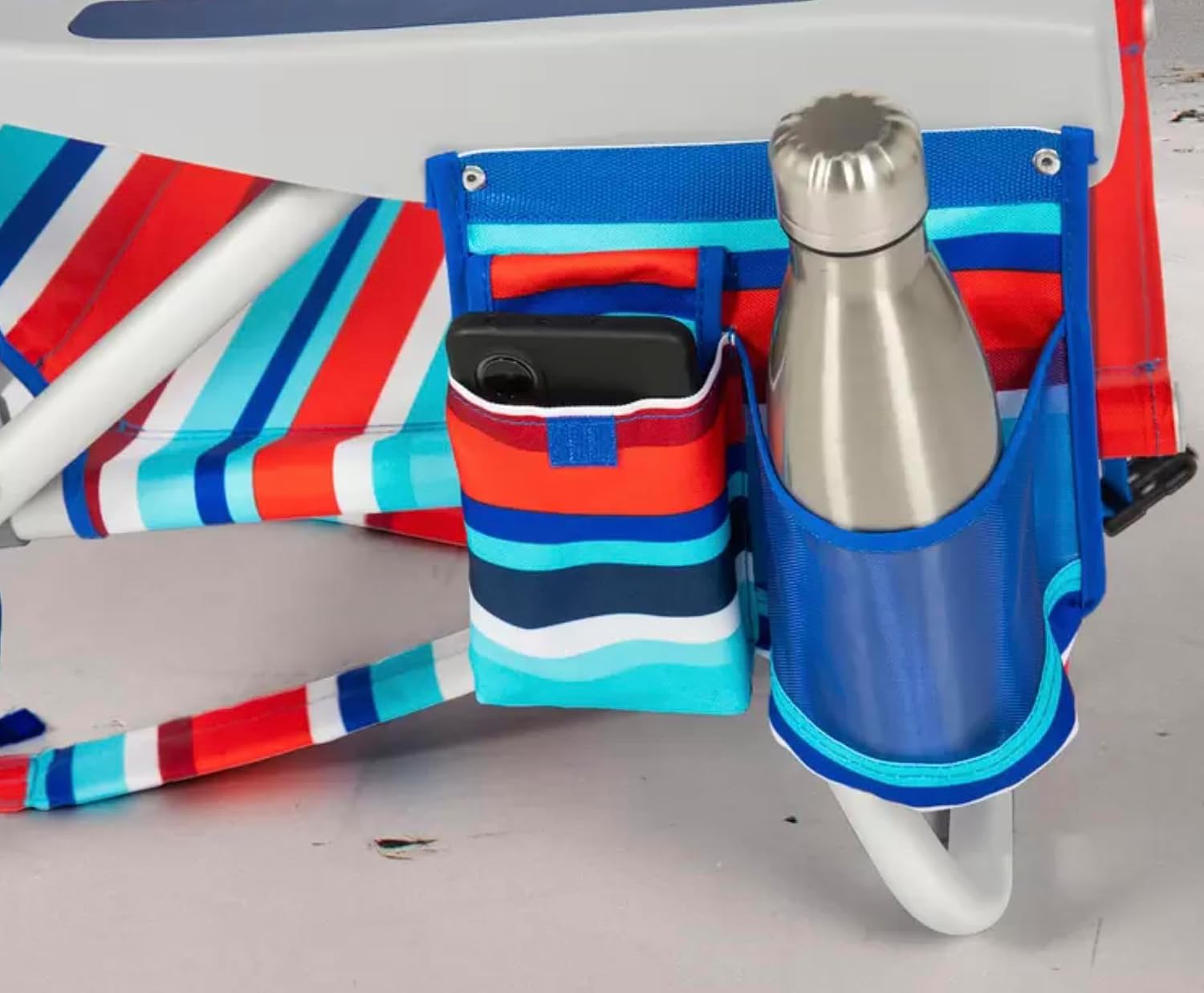 Tommy Bahama Backpack Beach Chair, Aluminium Frame, 5 Positions, Red/Blue/White Strips image 5