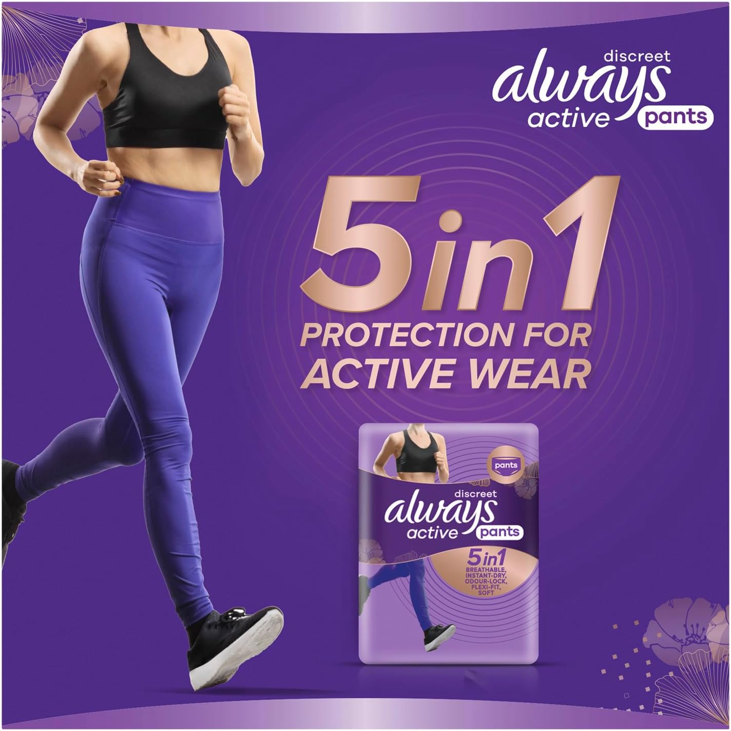 Always Discreet Active Wear Pants For Bladder Leaks and Adult Incontinence, Large 8 Pants image 3