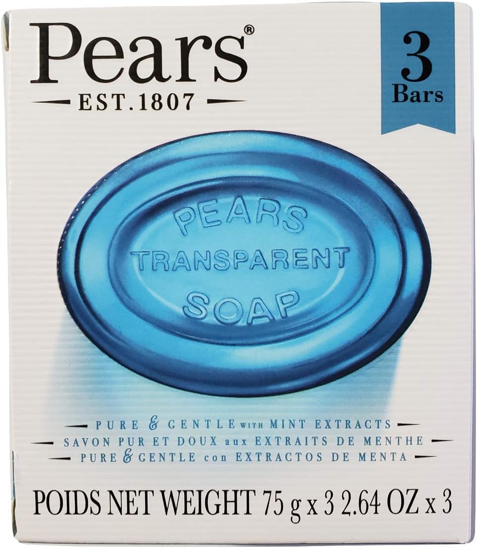 Pears Pure & Gentle Soap Bar with Mint Extracts 75g (Pack of 3)