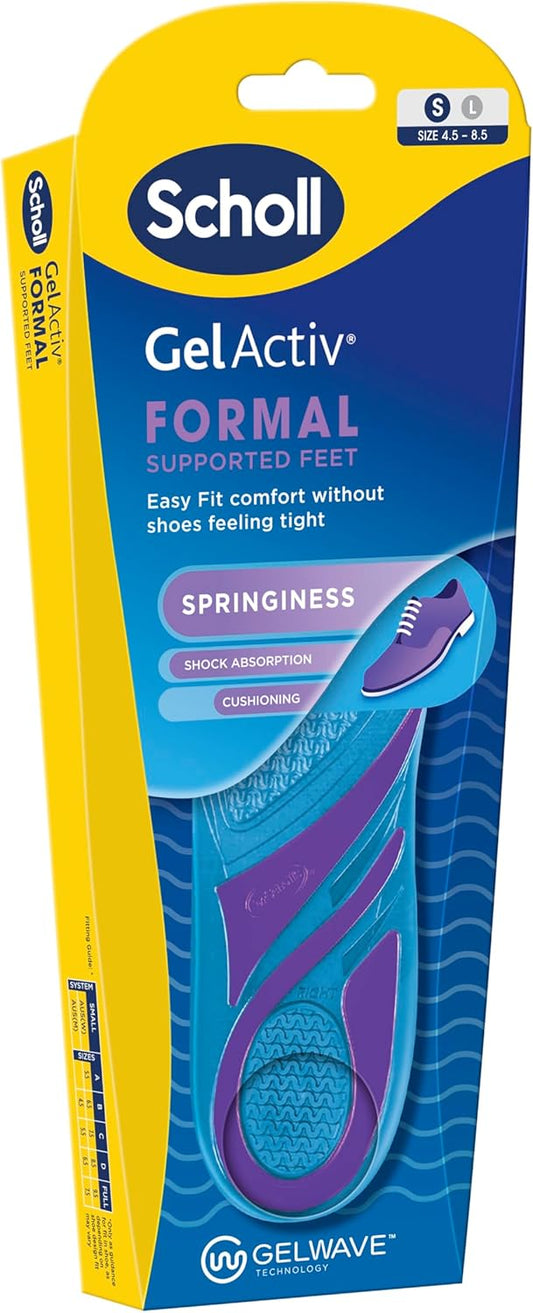 Scholl Gel Activ Insoles for Formal Shoes, Size 4.5-8.5