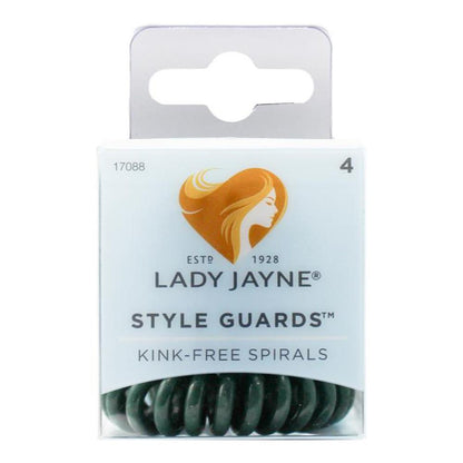 Lady Jayne Kink-Free Spiral Hair Ties, Green (Pack of 4)