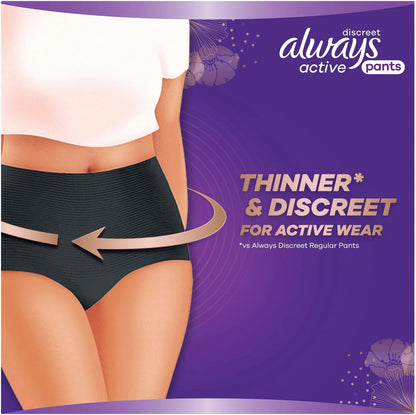 Always Discreet Active Wear Pants for Bladder Leaks, Medium, 9 Pack image 4