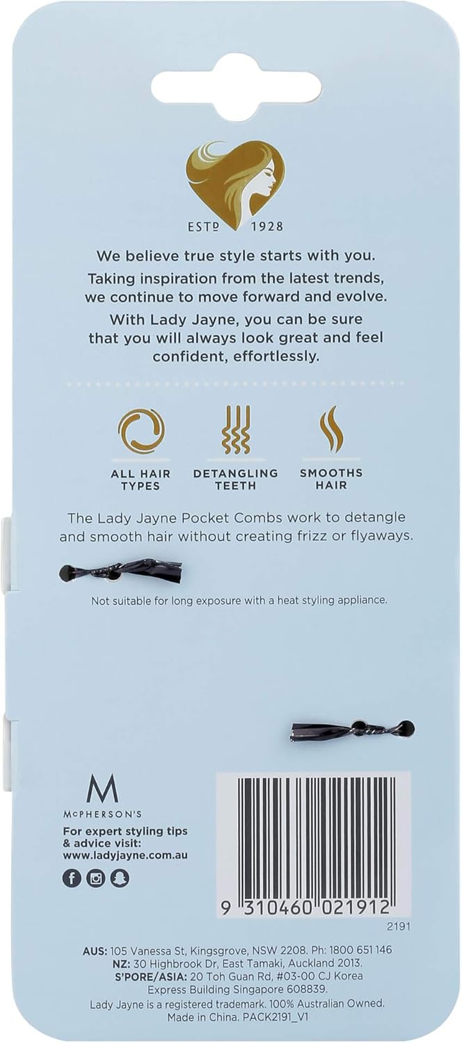 Lady Jayne Pocket Comb Short - Medium, Fine Hair 2PK image 3