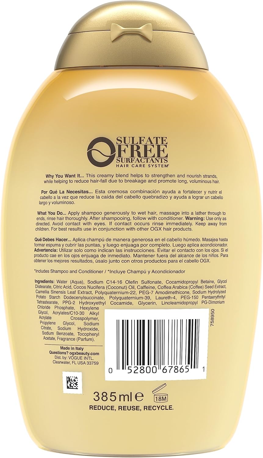 OGX Anti-Hair Fall + Coconut Caffeine Strengthening Shampoo 385mL image 7