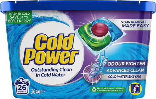 Cold Power Odour Fighter Triple Laundry Detergent Capsules 26 Pack 364g