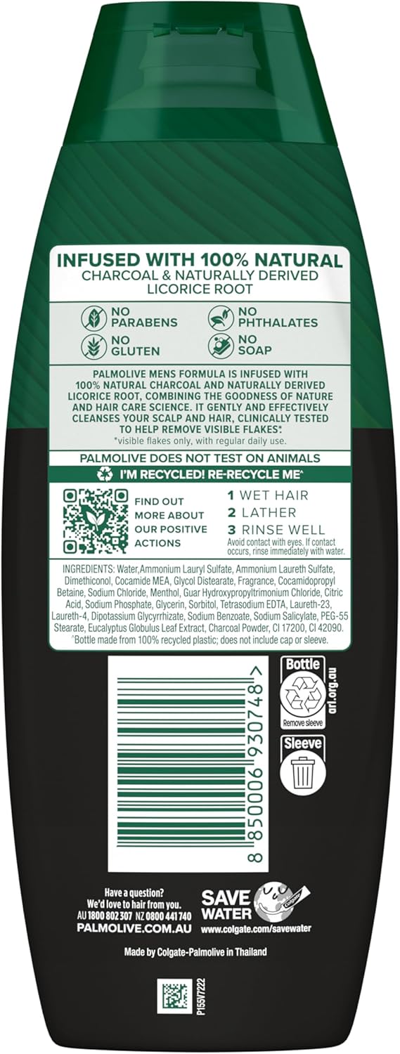 Palmolive Men 2-in-1 Deep Clean Shampoo & Conditioner with Natural Charcoal and Licorice Root, 350mL image 7