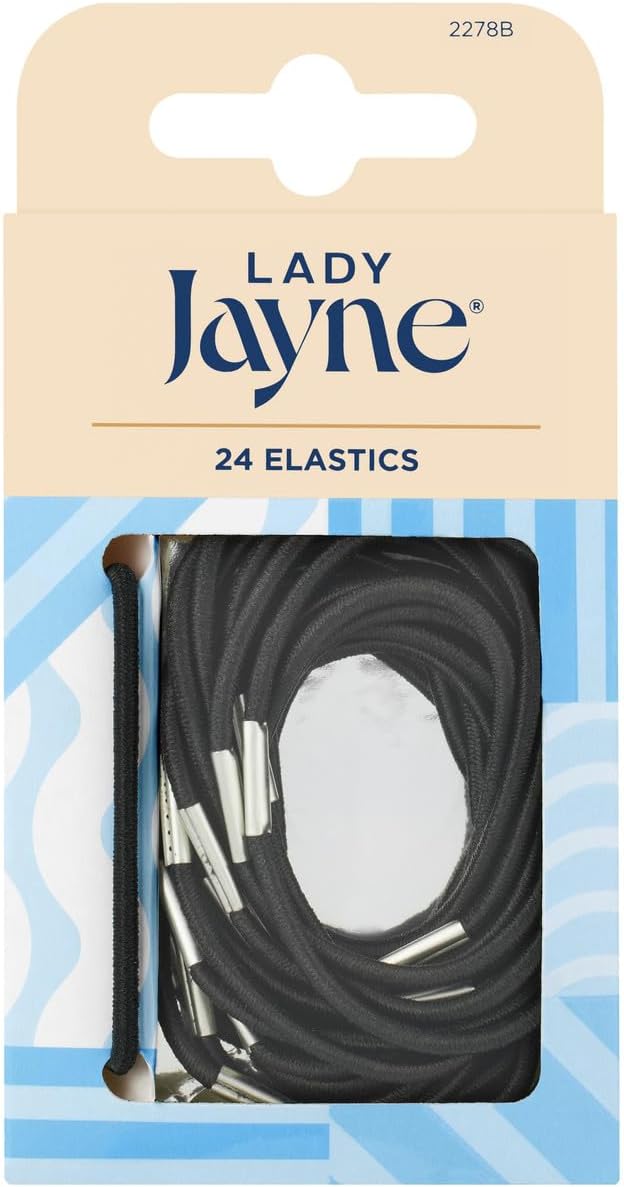 Lady Jayne Thin Black Elastics 24 Pack