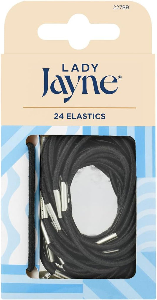 Lady Jayne Thin Black Elastics 24 Pack
