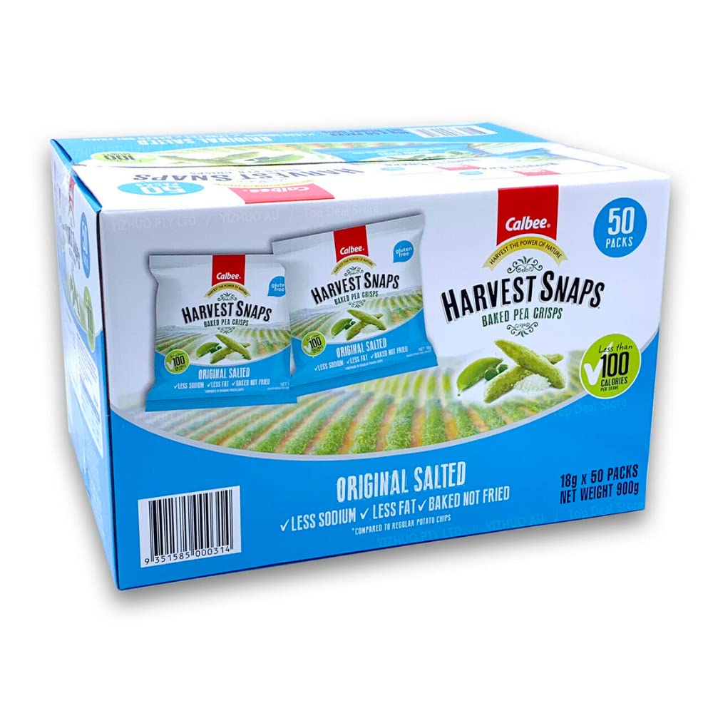 Calbee Harvest Snaps Original Salted Baked Pea Crisps 18g x 50 Packs