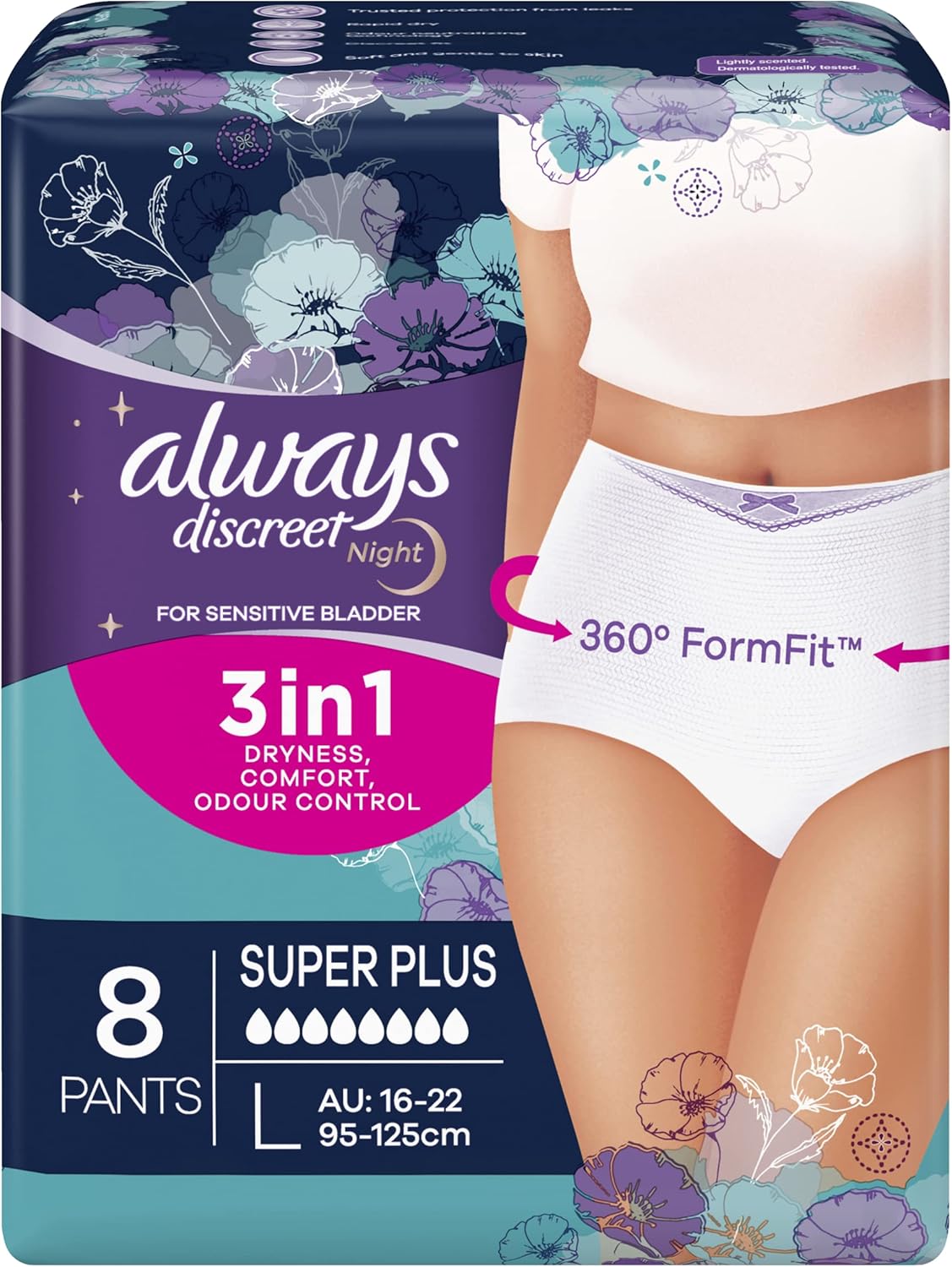 Always Discreet Incontinence Underwear Super Plus Large 8 Pack
