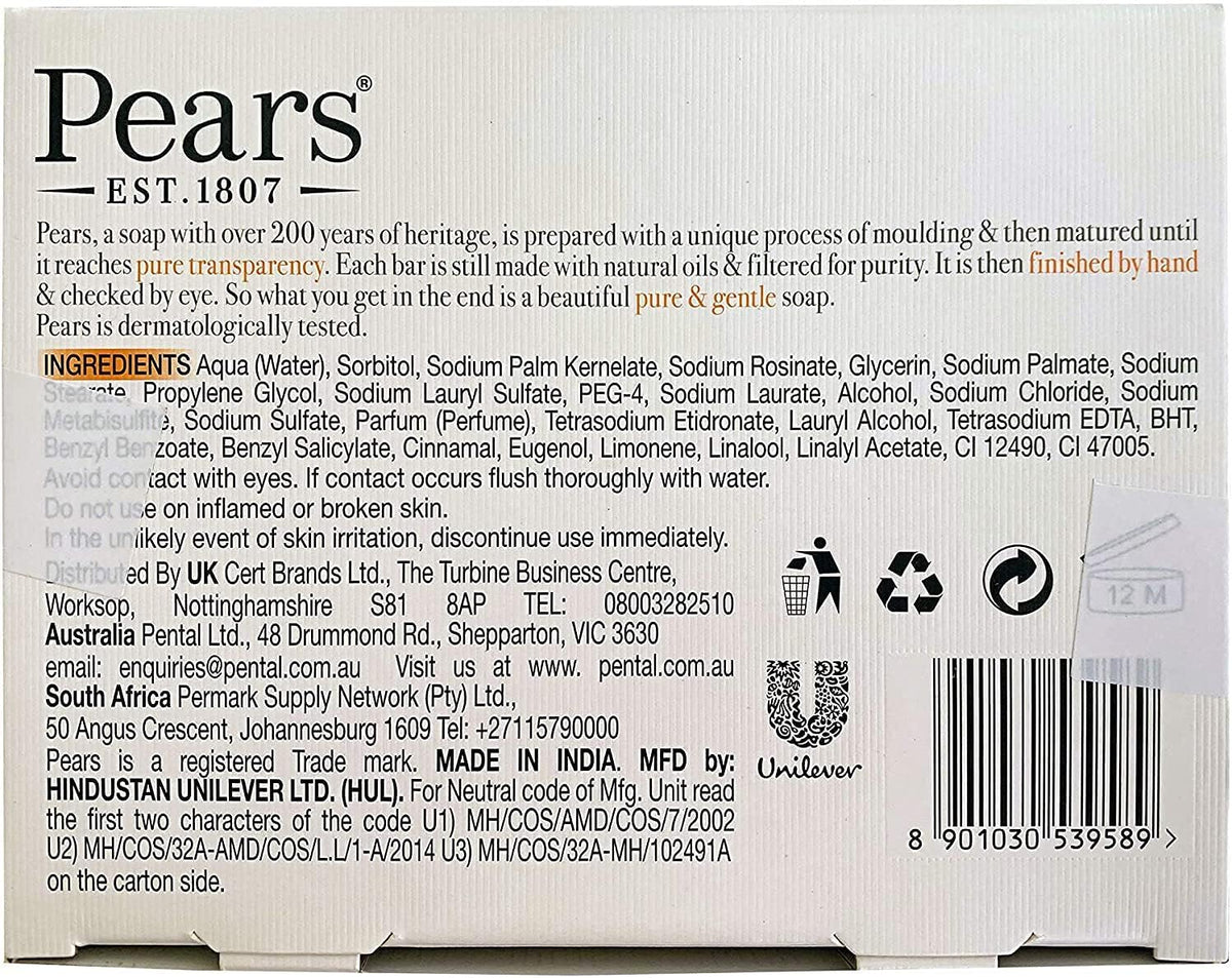 Pears Transparent Soap Bars with Natural Oils – 20 x 125g image 3
