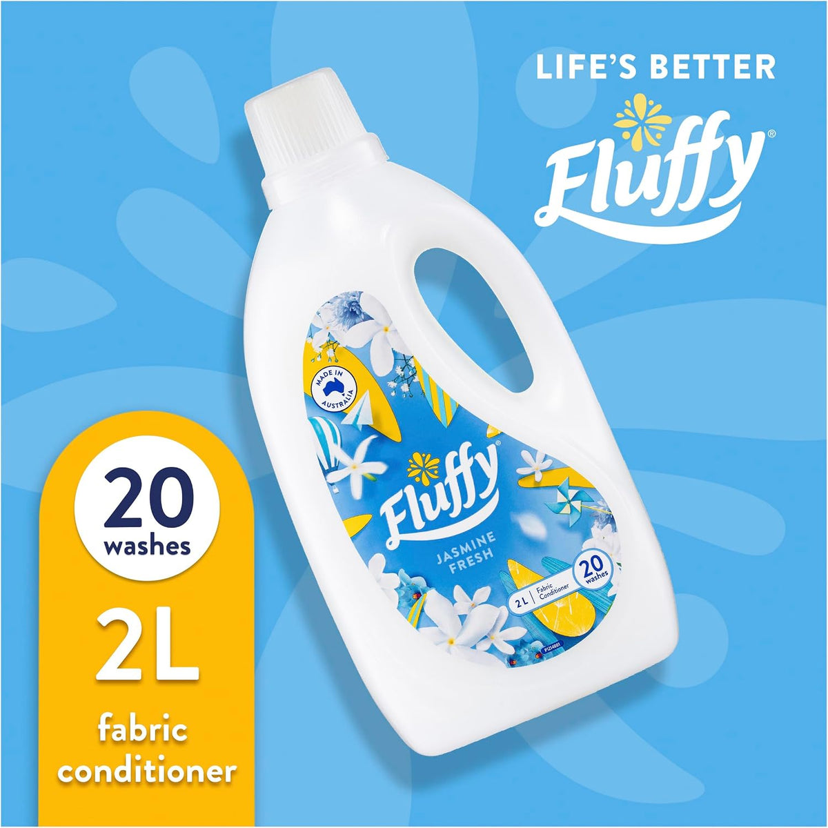 Fluffy Jasmine Fresh Fabric Softener Conditioner 2L image 2