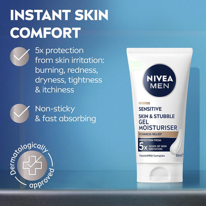 NIVEA MEN Sensitive Skin & Stubble Gel Moisturiser 50ml image 3
