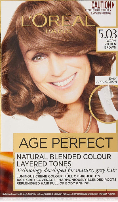L'Oréal Paris Excellence Age Perfect Permananent Hair Colour - 5.03 Warm Golden Brown (Natural Blended Colour)