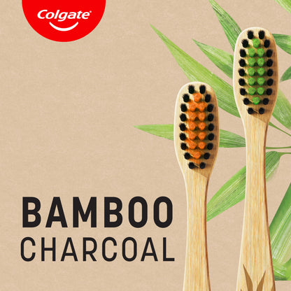 Colgate Bamboo Charcoal Manual Toothbrush, Value 2 Pack, Soft Bristles, 100 Percentage Biodegradable Bamboo Handle, Bpa Free image 4