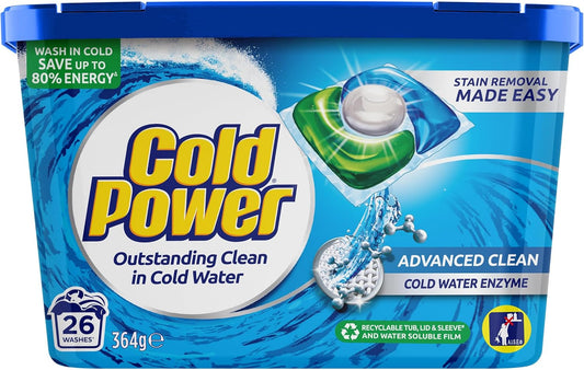 Cold Power Advanced Clean Triple Laundry Detergent Capsules 26 Pack 364 g