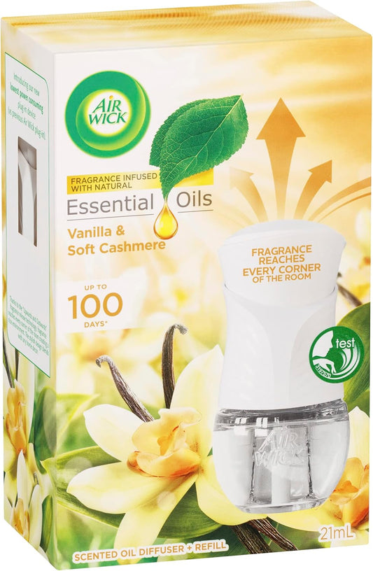 Air Wick Essential Oils Plug-In Diffuser Refill – Vanilla & Soft Cashmere, 21mL