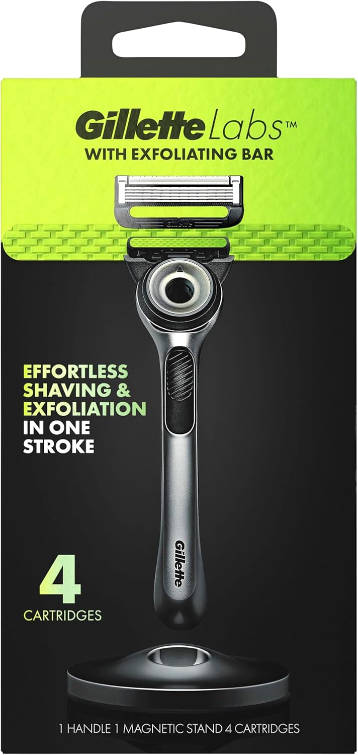 Gillette Labs Exfoliating Bar Men's Razor with 4 Blade Refills and Stand image 2