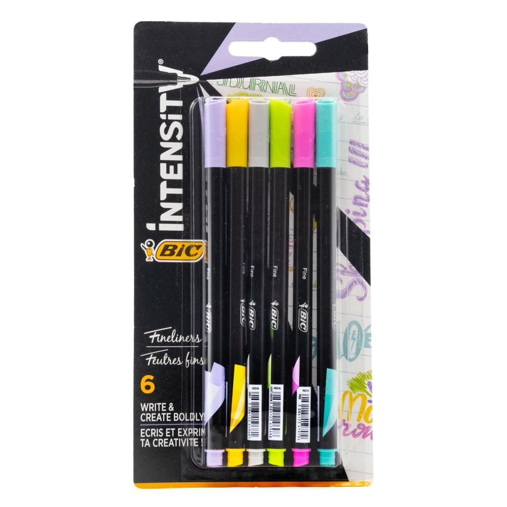 BIC Intensity Fine Felt Tip Pens - Assorted Pastel Colours, Pack of 6 image 3